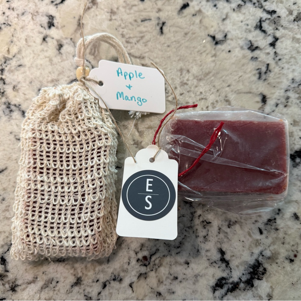 Evie’s Sky Handmade Soap in Exfoliating Pouch - Apple & Mango